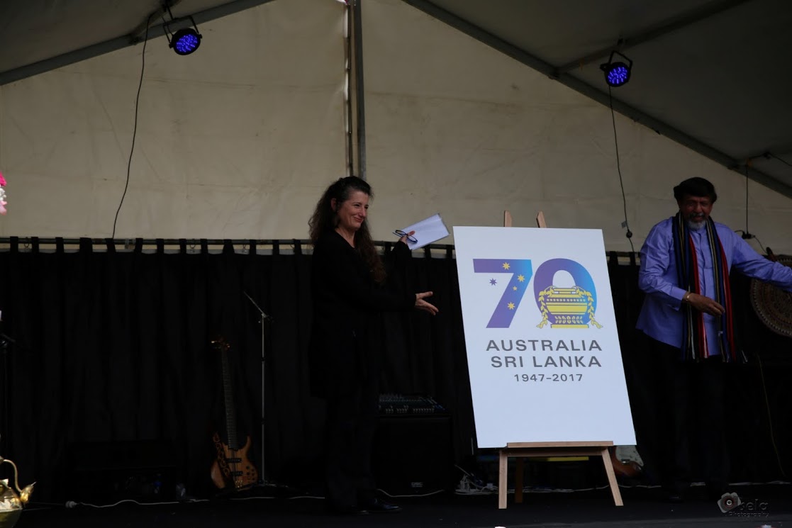 High_Commissioner_and_Kathy_Klugman_from_DFAT_launching_the_70th_anniversary_logo