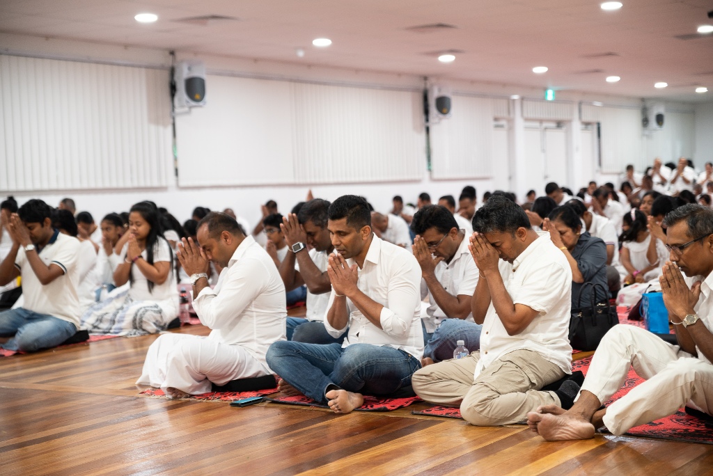 A Part of devotees who attended the event at the Mahamewnawa