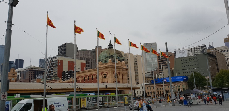 Sri Lankan flags were hoisted at the Federation Square, Melbourne